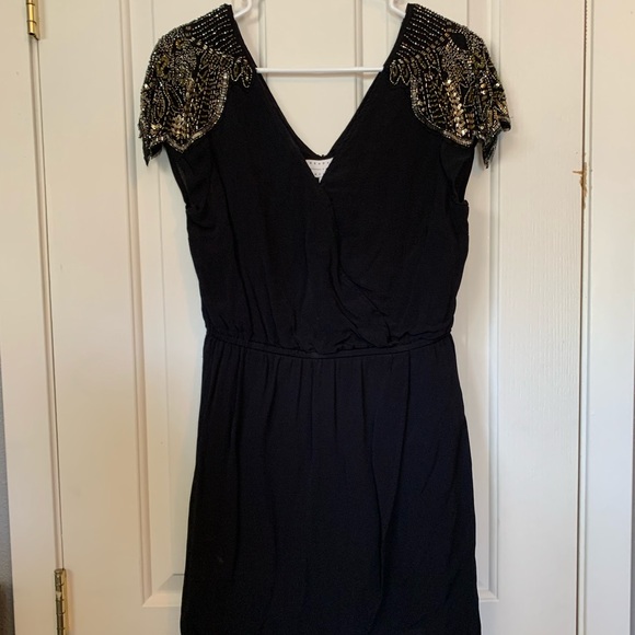 Kendall + Kylie Black Mini Dress w/ Beaded Accent Sleeves - Picture 1 of 4